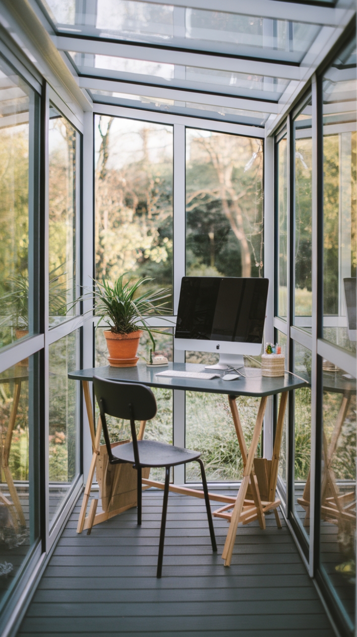 Inspiring Sunroom Workspace with Garden Views