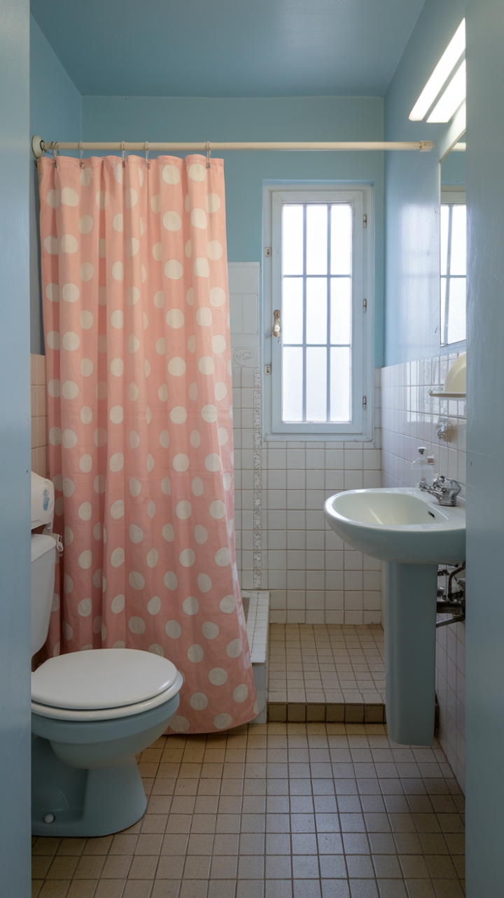 Cozy Compact Bathroom with Playful Touches
