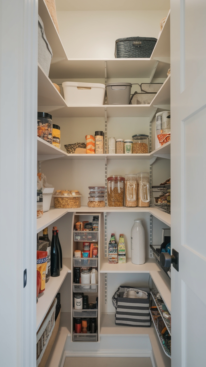 Compact White Shelving Enhances Kitchen Organization