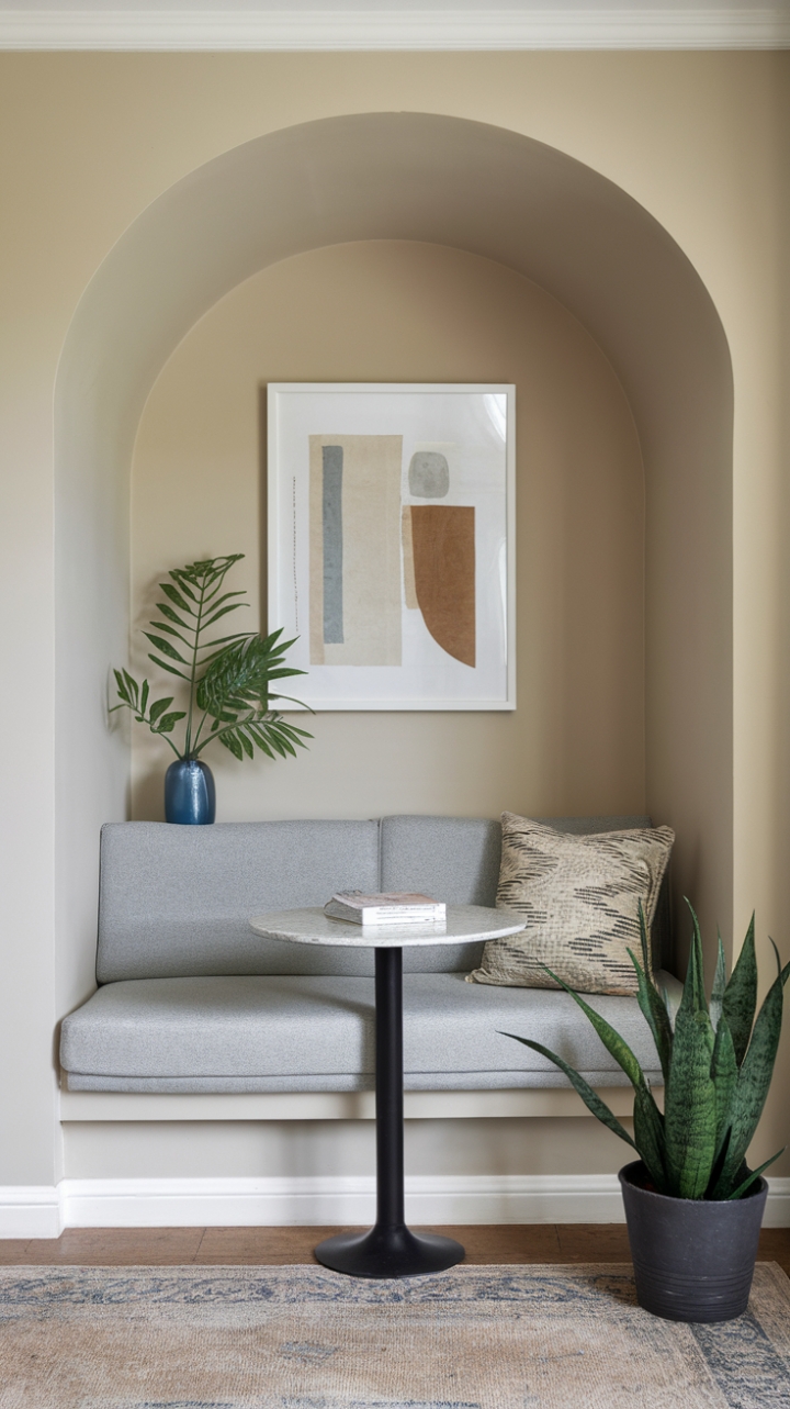 Cozy Gray Alcove with Natural Touches