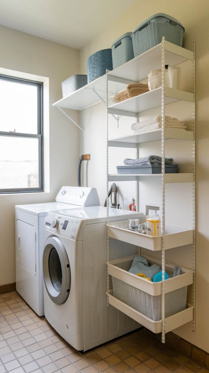 Efficient Laundry Space: Maximize Storage with a Sleek Wall Shelf