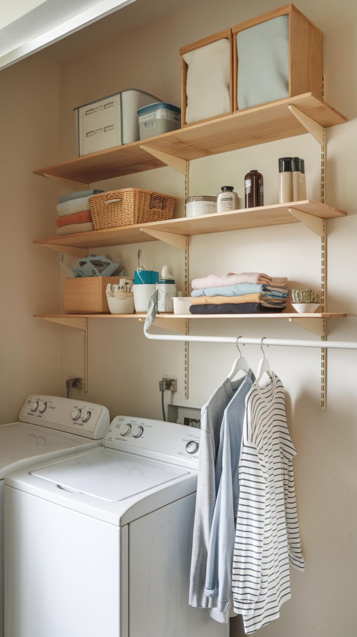 Stylish Wall-Mounted Laundry Shelf for Narrow Spaces