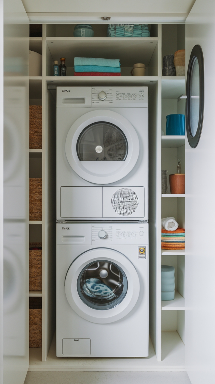 Efficient Vertical Laundry Space with Minimal Design