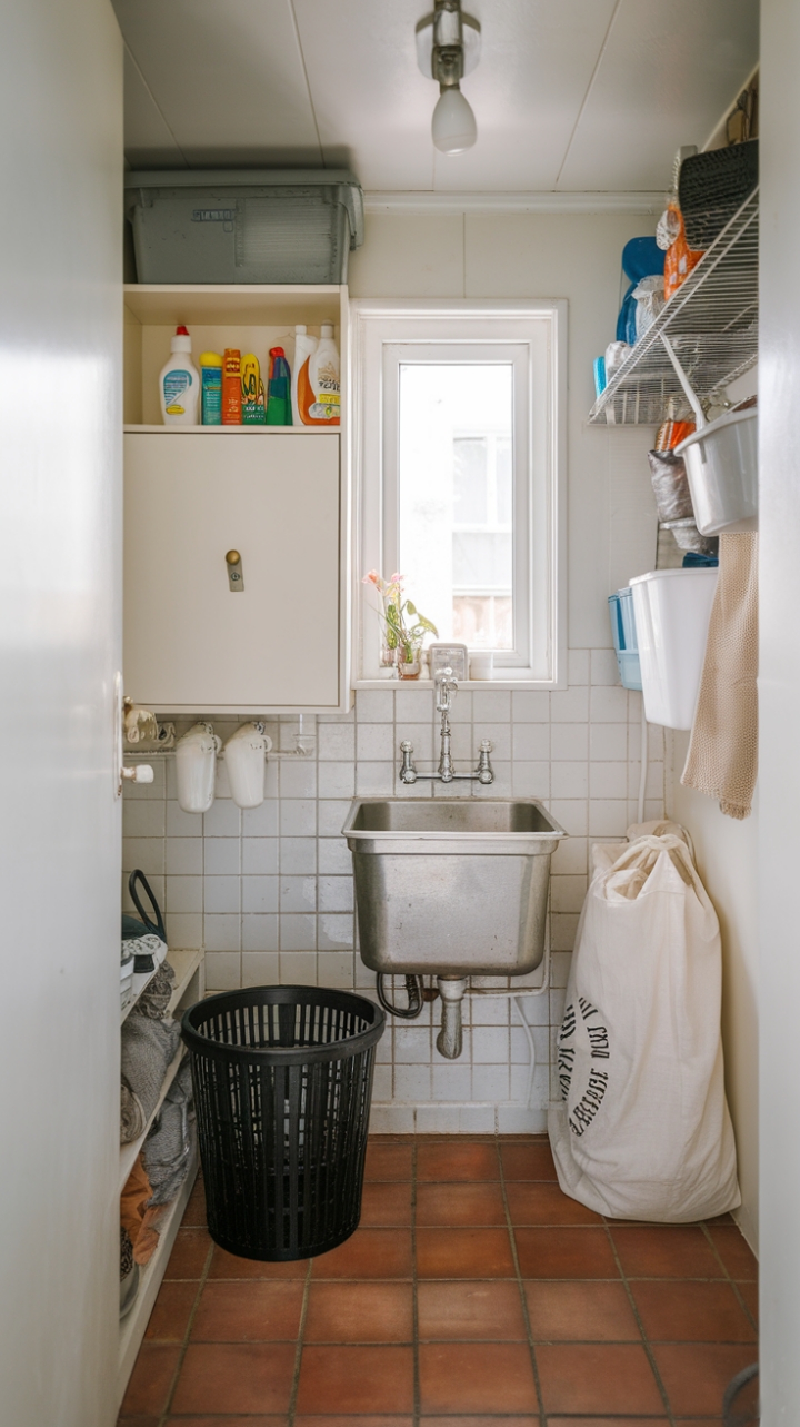 Stylish and Functional Laundry Space with Durable Tiling