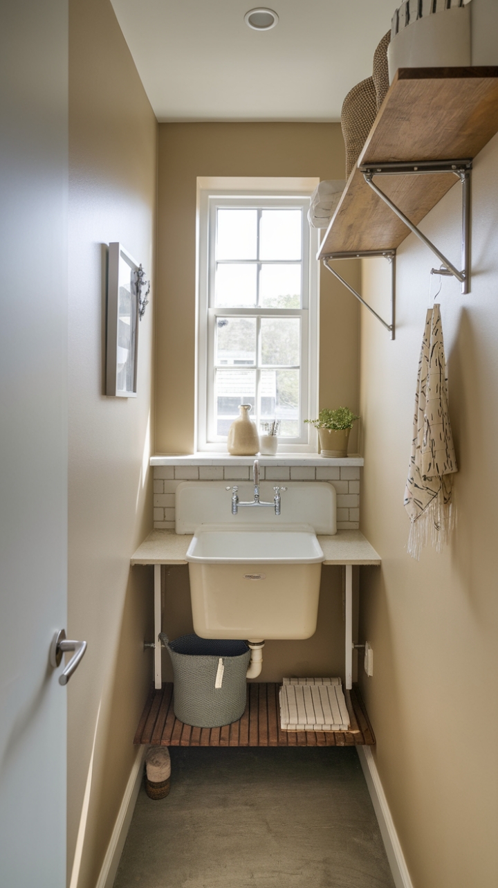 Warm Beige Utility Room for Practical Laundry Space