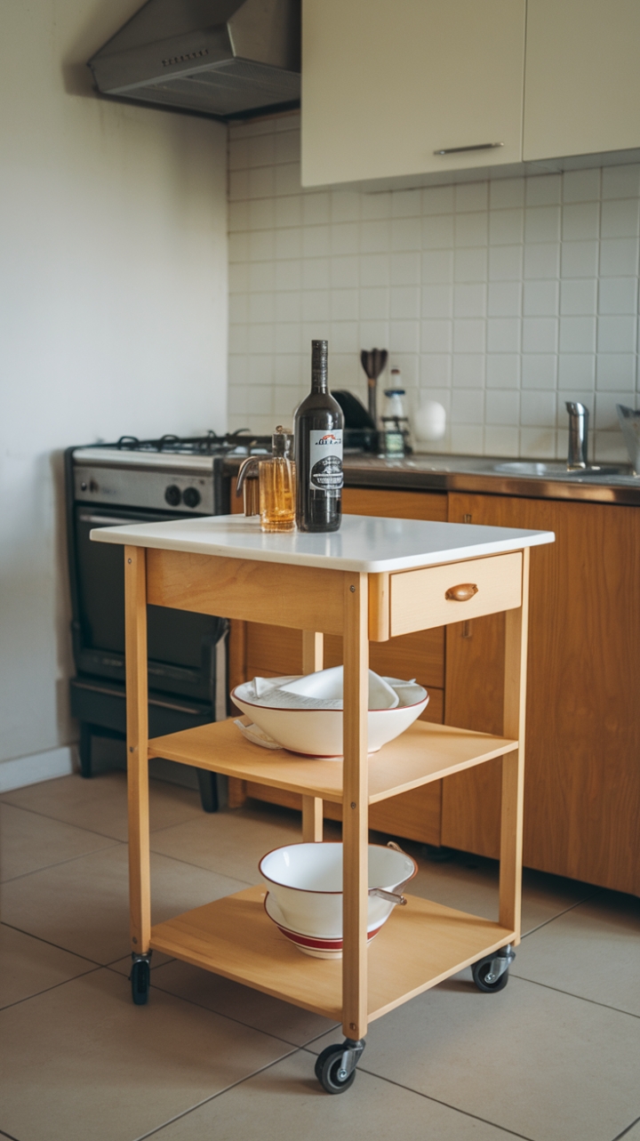 Chic Wooden Kitchen Island for Small Spaces