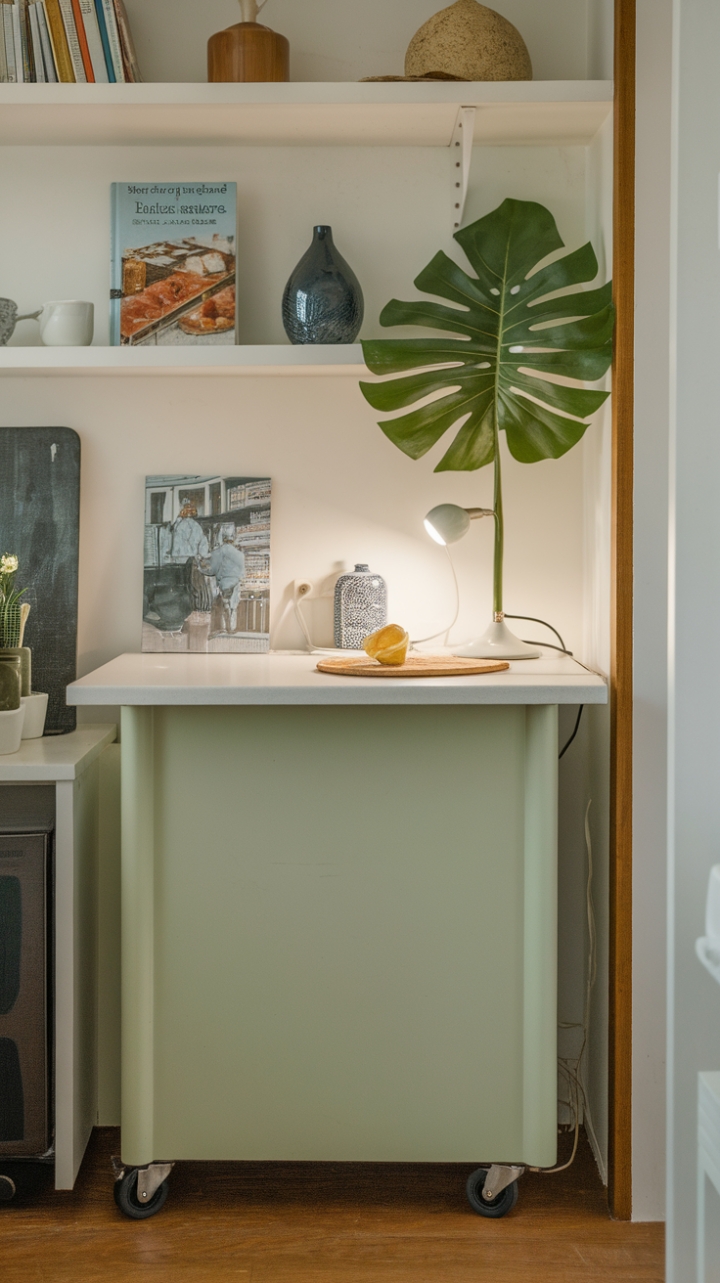 Stylish, Functional Narrow Island with Green Touch
