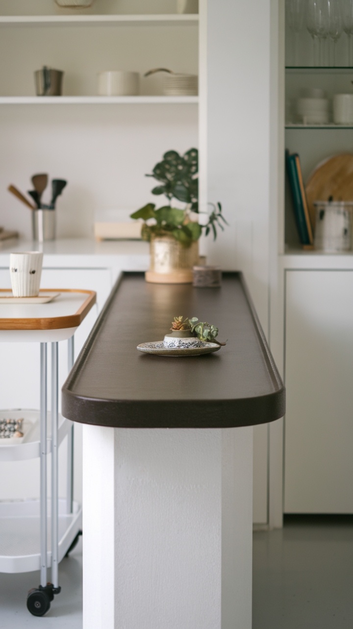 Versatile White Rolling Island Enhances Modern Kitchen Design
