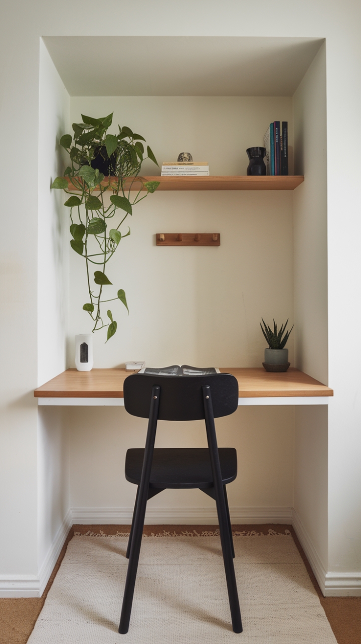 Elegant Cozy Corner Turned Workspace with Green Touch
