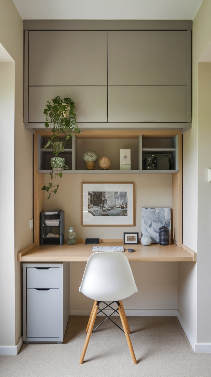 Chic and Serene: A Minimalist Home Office Transformation