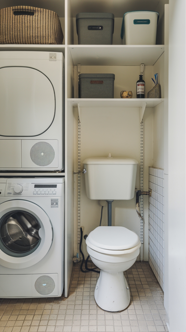 Smart Small Laundry Room with Compact Utility Toilet