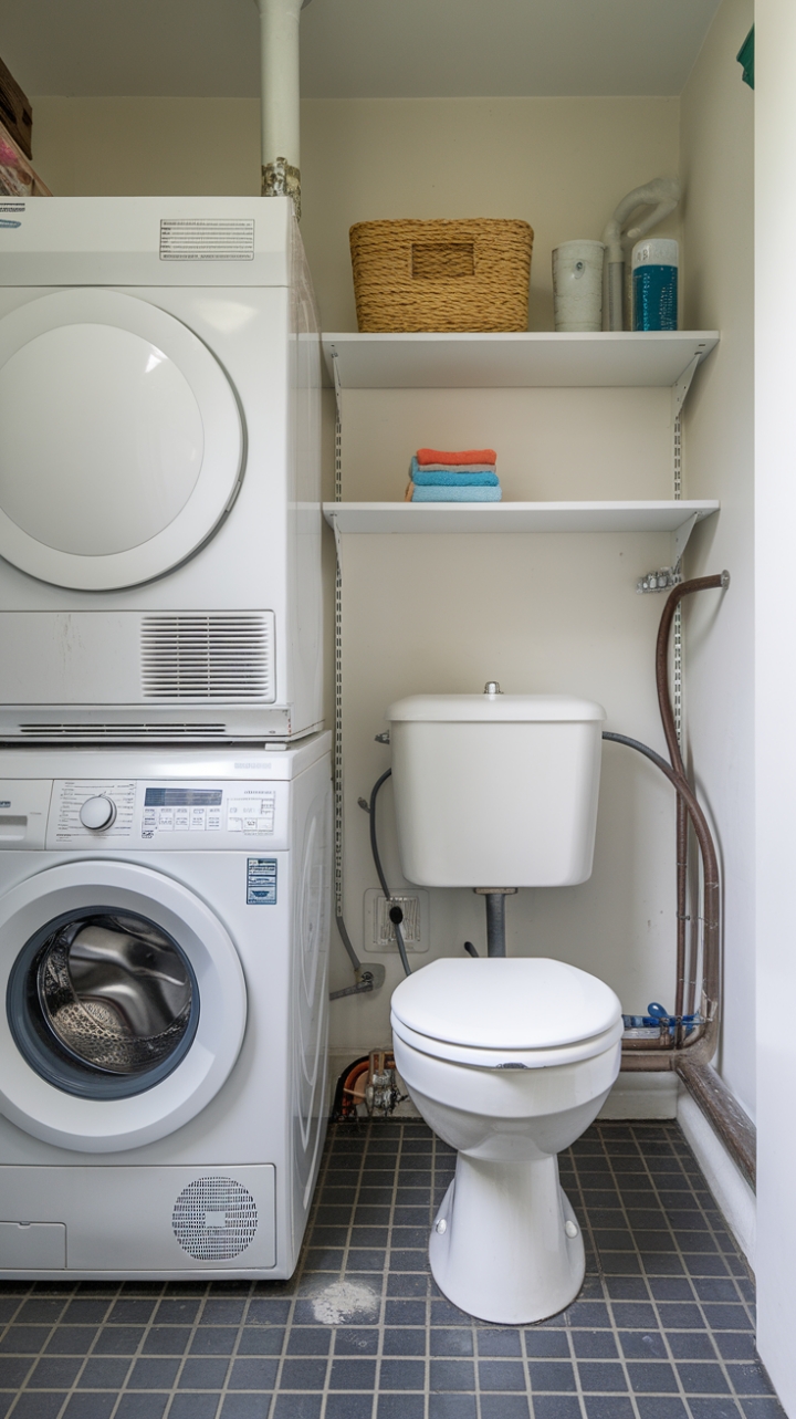 Smart Small Laundry Room with Integrated Toilet