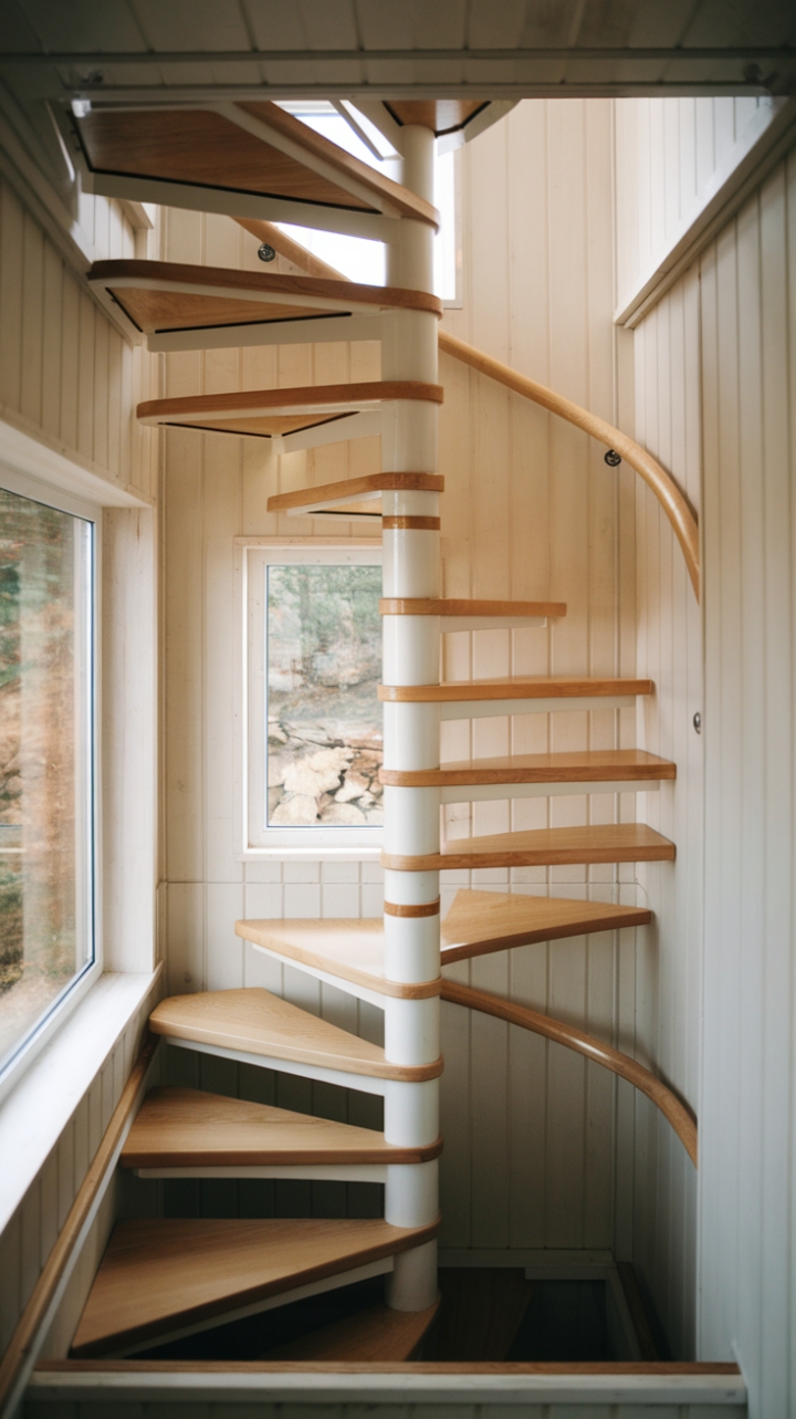 Elegant Spiral Staircase Connects Levels with Style and Safety