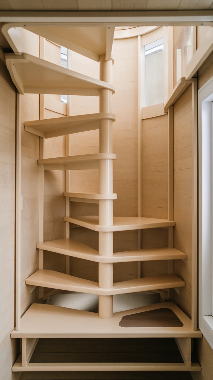 Space-Saving Spiral Staircase for Tiny Lofts