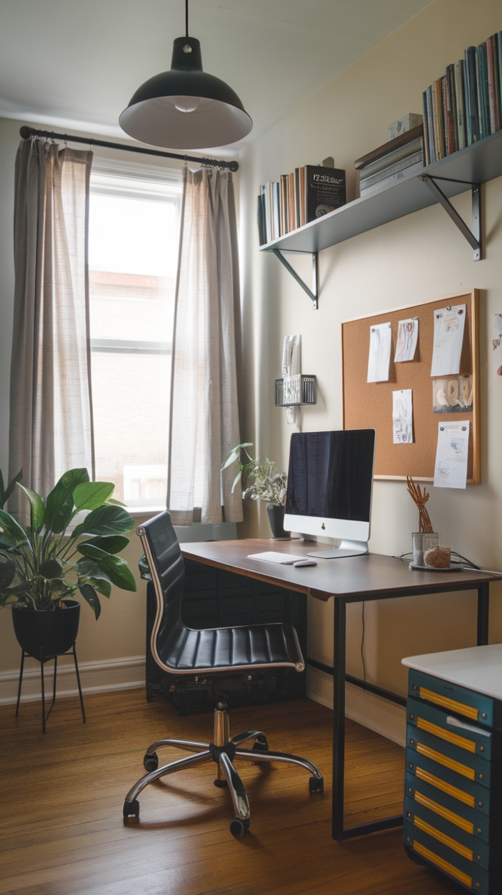 Smart Small Space Office with Warm Decor