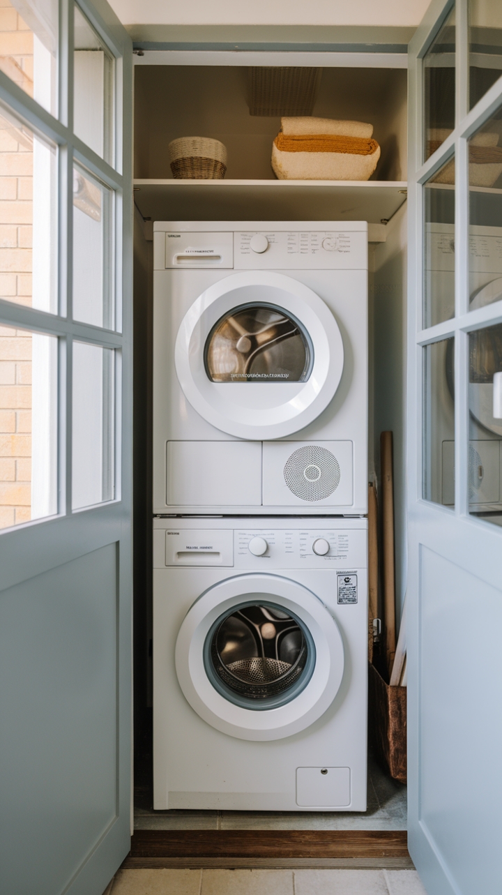 Bright and Functional Compact Laundry Space with Shelving