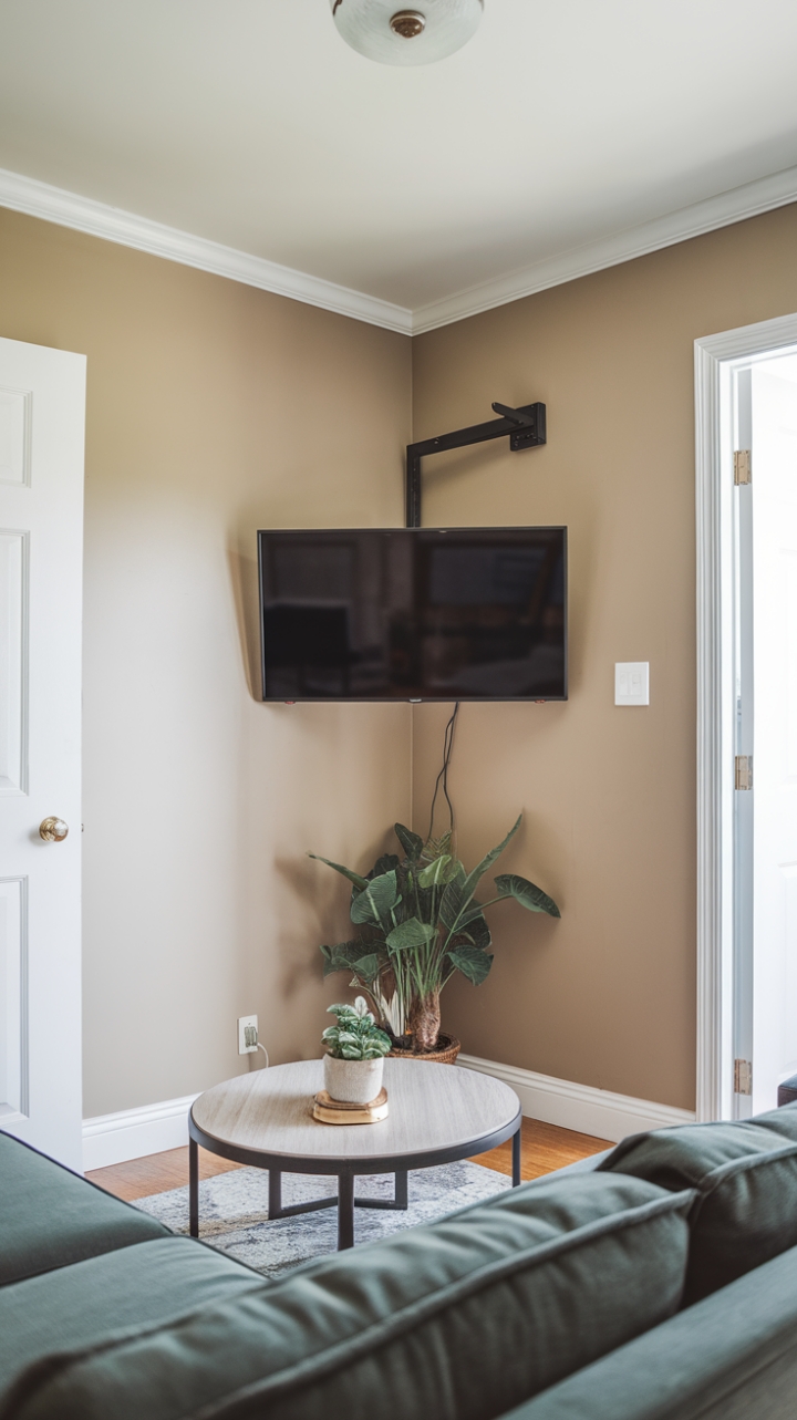 Serene Sanctuary: Warm Beige Walls and Natural Touches in a Relaxed Living Room