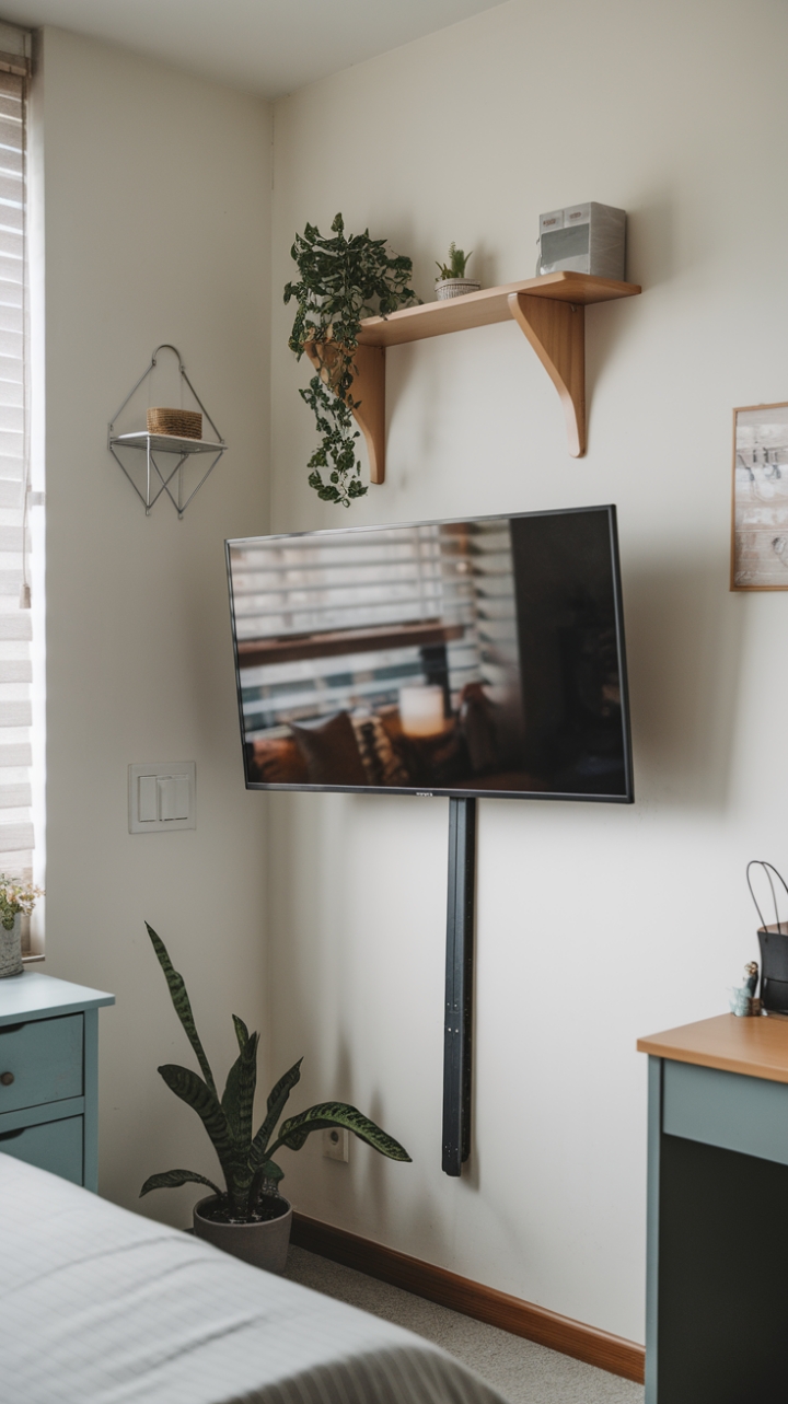 Corner Elegance: Space-Saving Wall Mount TV Solution