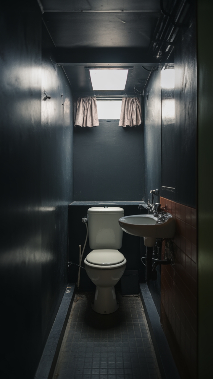 Intimate Dark-Toned Bathroom with Streamlined Design