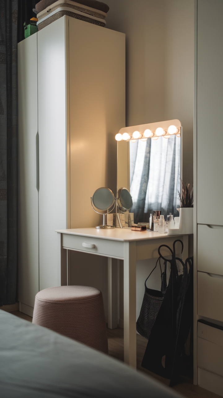 Charming Compact Vanity Corner for Daily Grooming