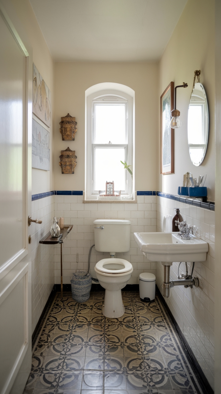 Elegant Neutral Palette with Patterned Tile Floor