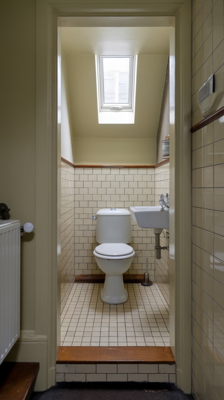 Inviting Beige-Tiled Powder Room with White Fixtures