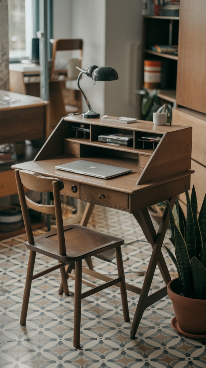 Elegant Petite Desk with Vintage Charm and Functional Style