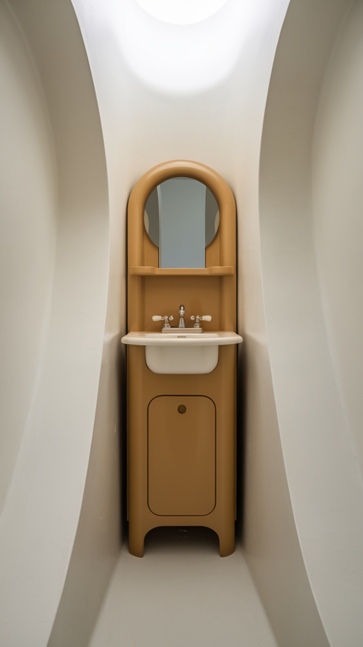 Minimalist Corner Solution Enhances Narrow Bathroom Style
