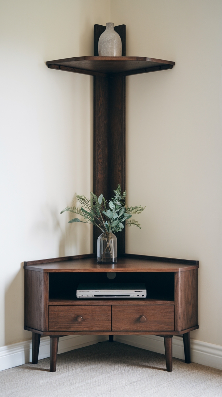 Minimalist Dark Wood TV Stand for Compact Spaces