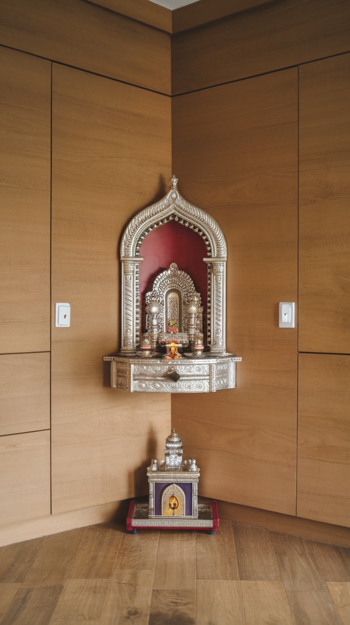 Portable Corner Pooja Stand for Contemporary Homes