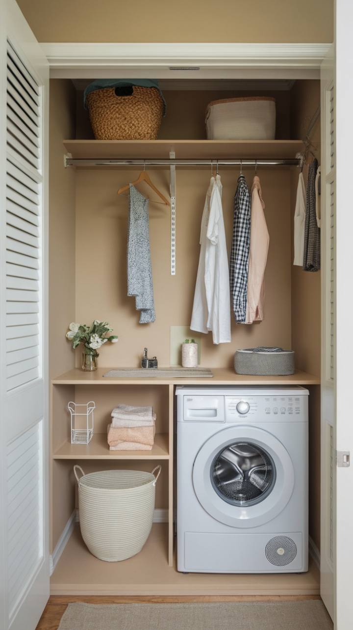 Efficient and Stylish Small Laundry Space