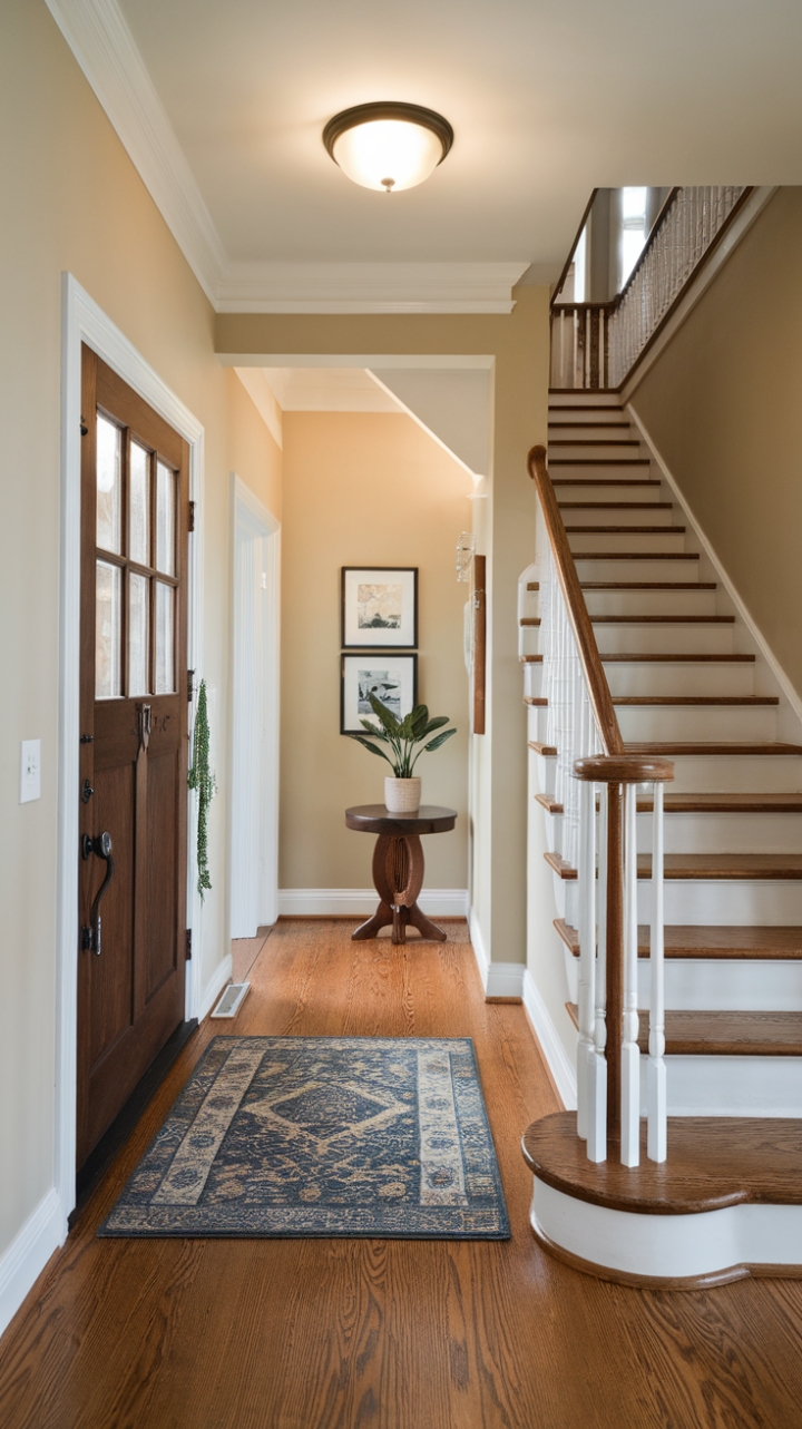Charming Narrow Entryway with Warm Beige Accents