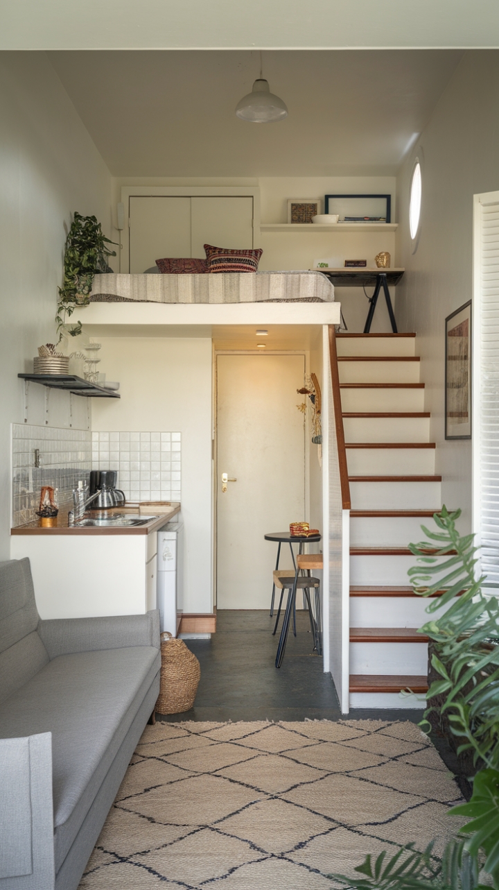 Bright, Cozy Nook with Greenery Enhances Compact Living