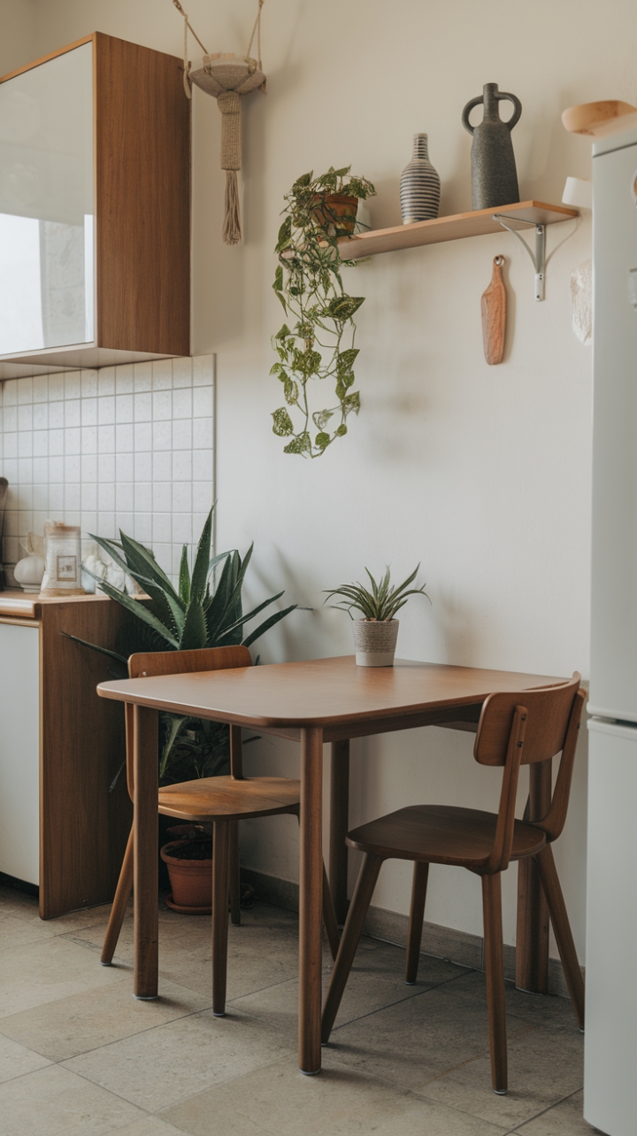 Charming Small Kitchen with Cozy Wooden Dining Nook