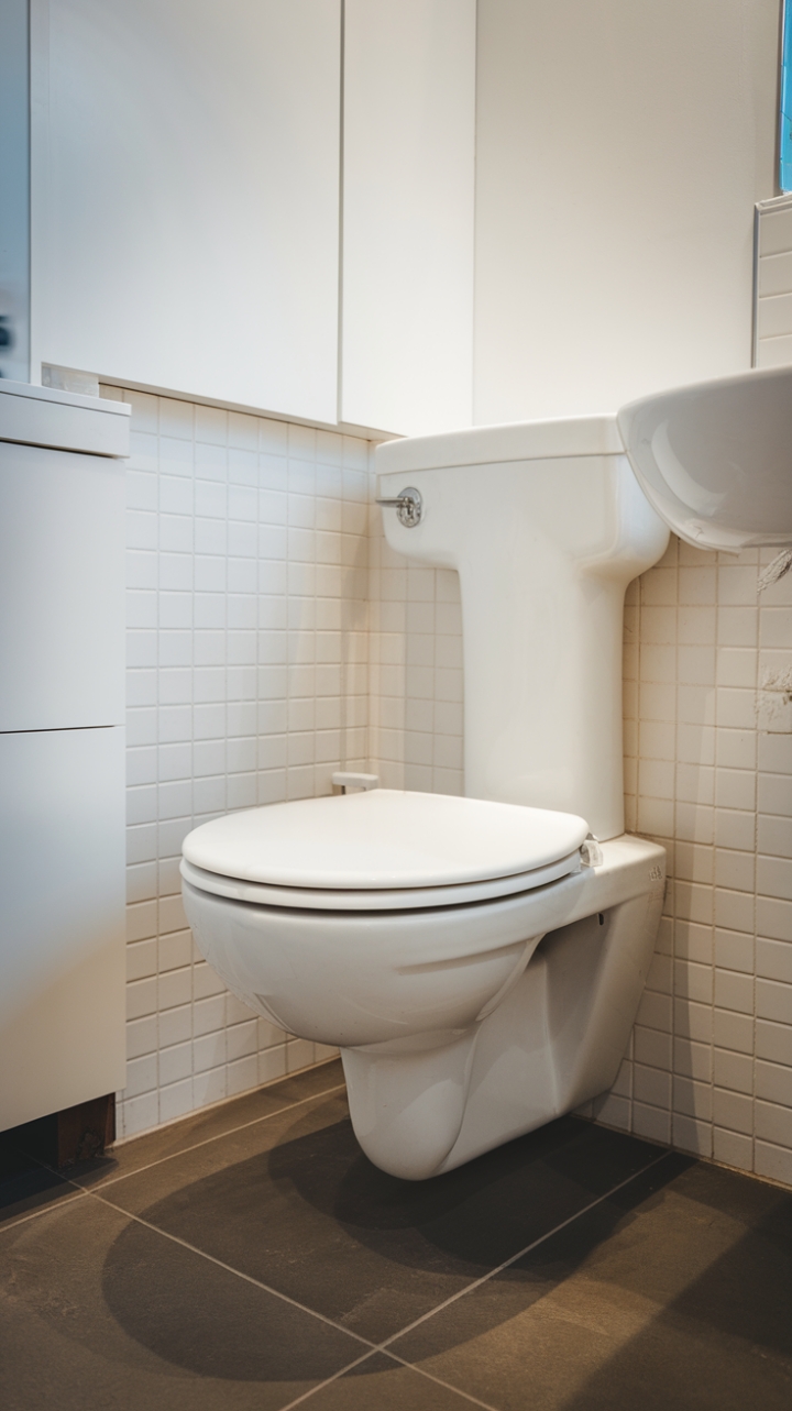 Elegant Wall-Hung Toilet Enhances Small Bathroom Style