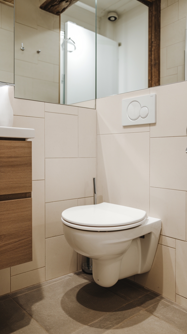Corner Elegance: Compact Toilet and Stylish Finishes