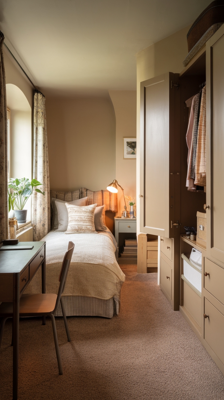 Warm Beige Small Bedroom Design