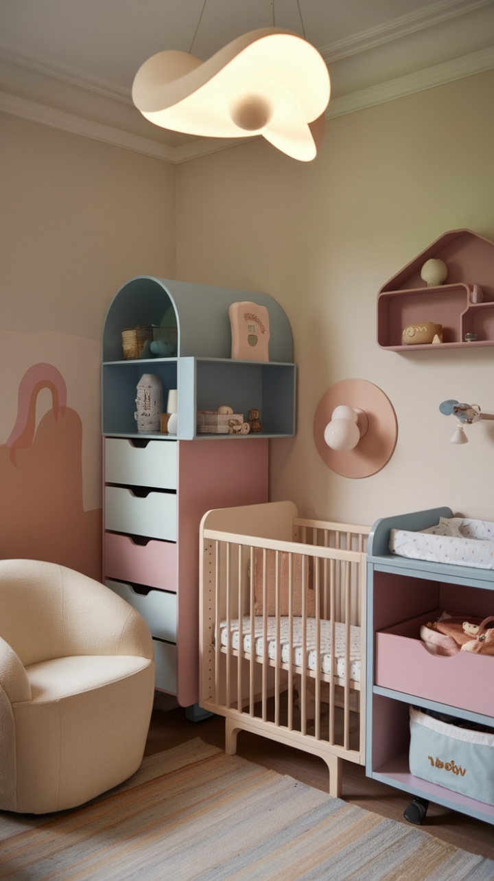 Cozy, Stylish Nursery Maximizes Space with Soft Colors and Distinctive Details