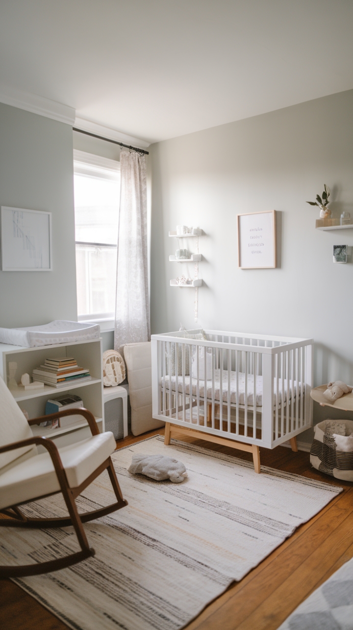 Bright and Cozy Baby Retreat with White Furniture and Warm Accents