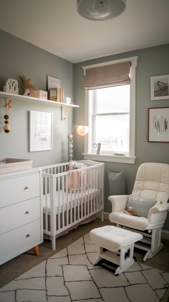 Calm and Chic: A Functional Nursery with Soft Gray Accents