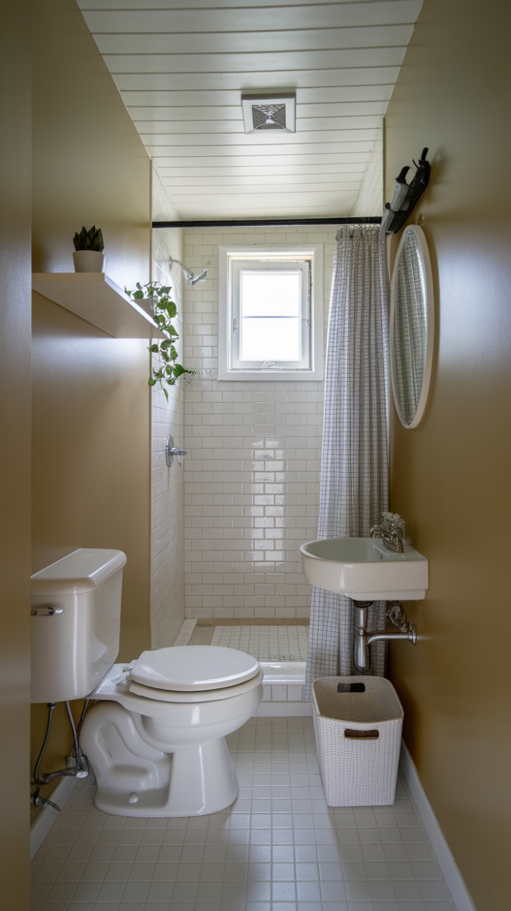 Smart Small Sanctuary: A Compact Bathroom with Style and Functionality