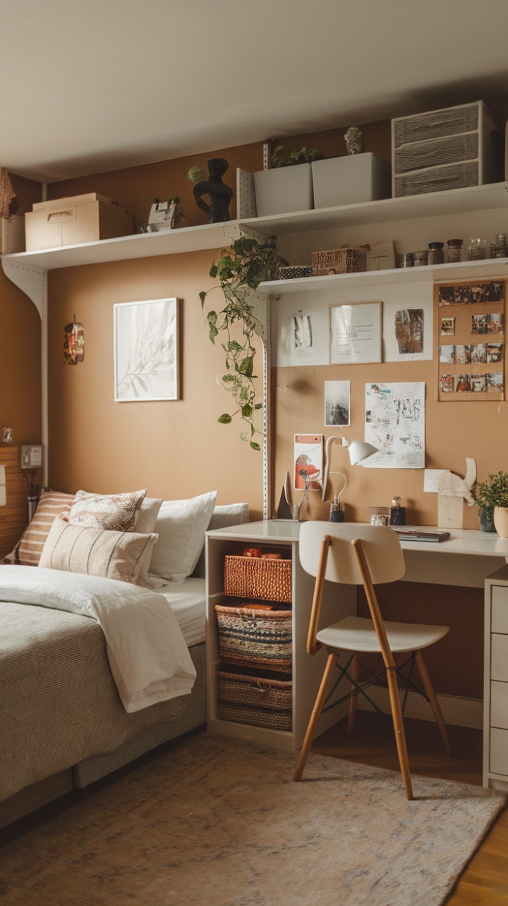 Cozy Micro-Apartment with Warm Accents and Smart Organization
