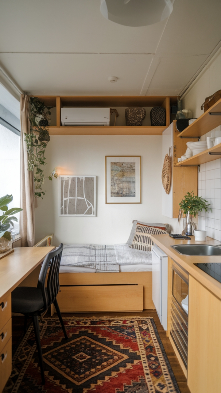 Bright & Functional: A Well-Designed Studio with Clever Storage and Inviting Decor