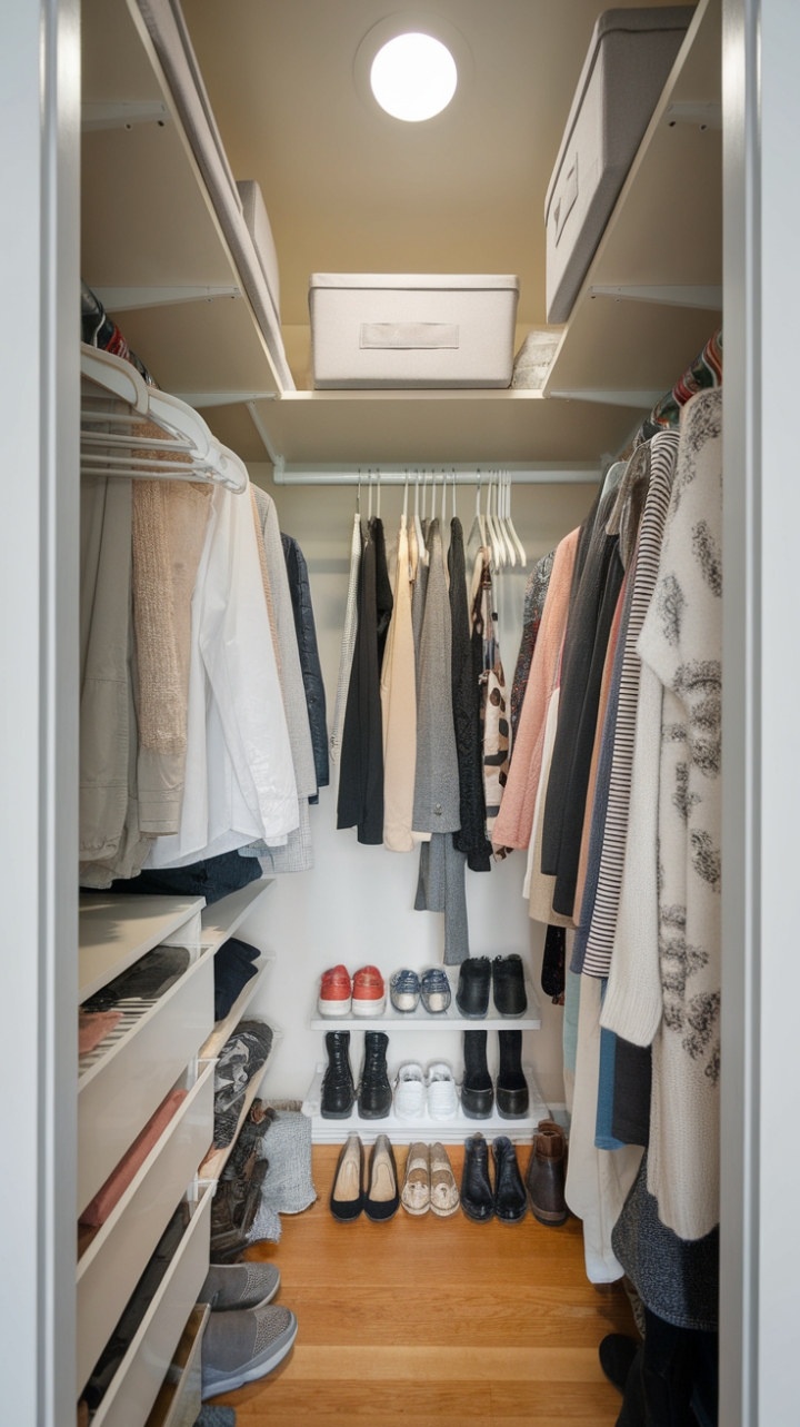 Efficient Elegance: A Compact Walk-In Closet Design