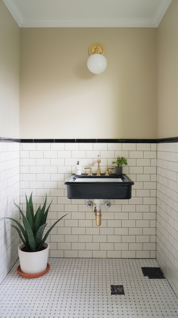 Luxe Simplicity: Classic Meets Modern in a Chic Powder Room