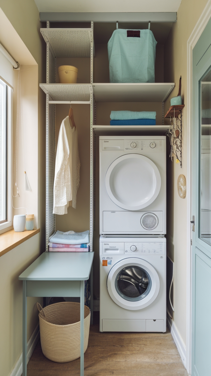 Compact Charm: Maximizing Space with a Stylish Laundry Corner