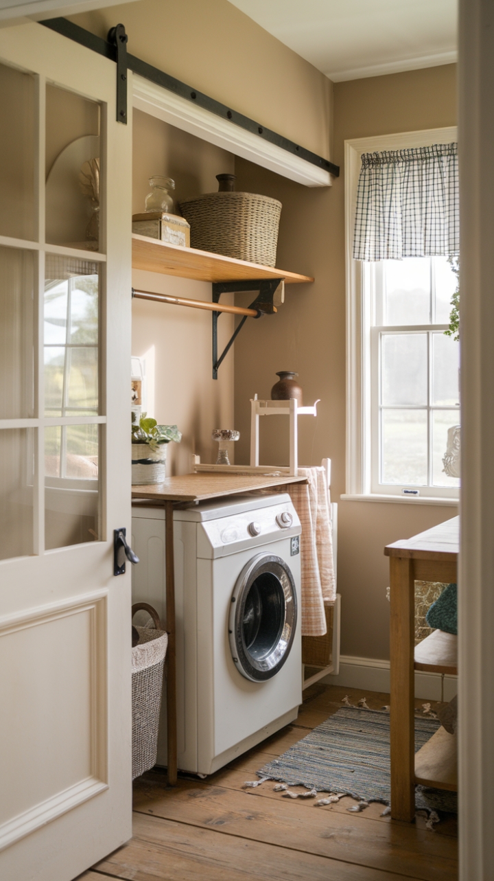 Country-Style Laundry Nook with Vintage Touches