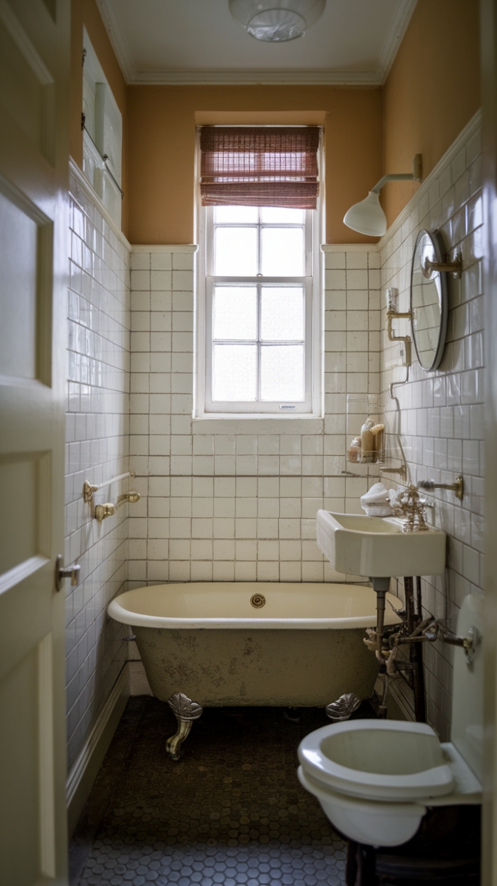 Timeless Elegance in a Compact Vintage Bathroom