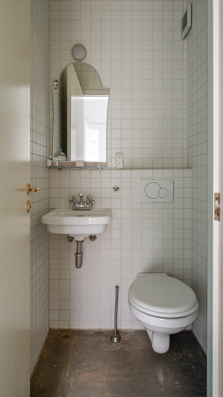 Chic Compact Powder Room Maximizes Style