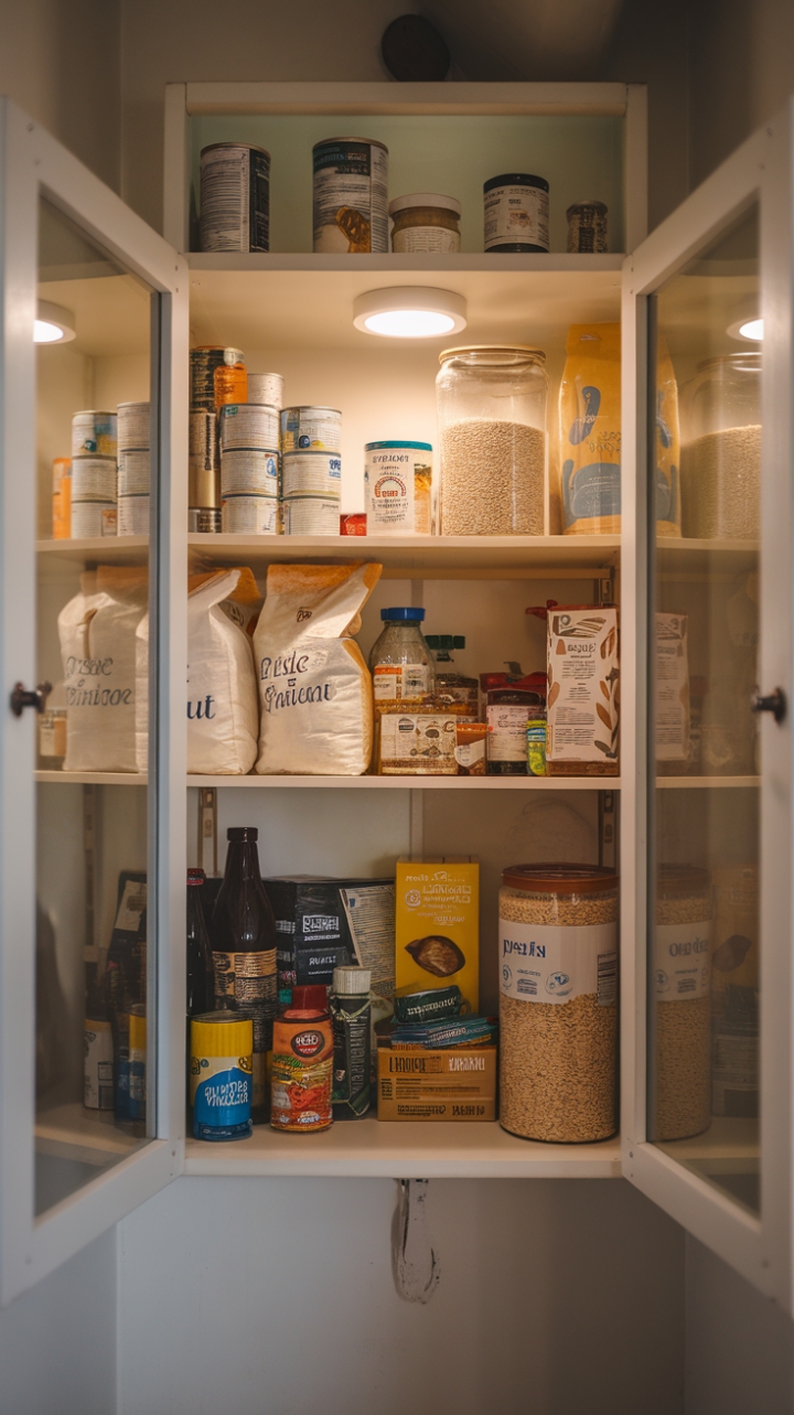 Smart Compact Pantry with Glass Doors for Stylish Storage